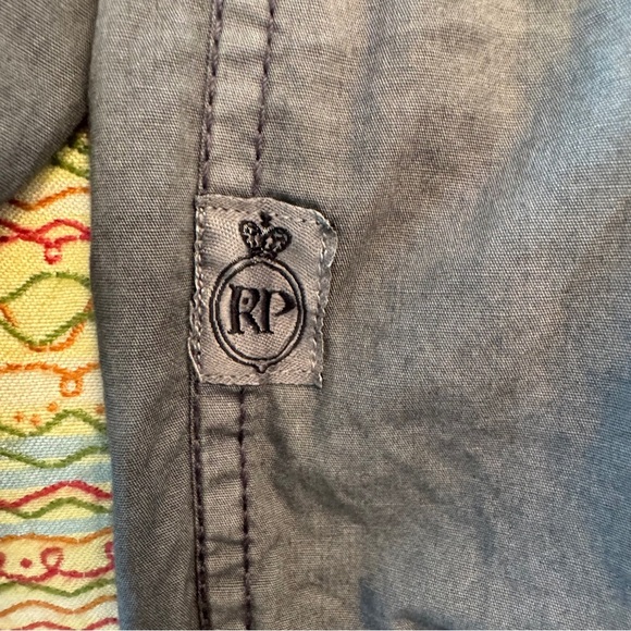 Mens Royal Premium Gradient Gray Roll-up sleeve Button-Up Shirt Size Medium - Picture 12 of 13